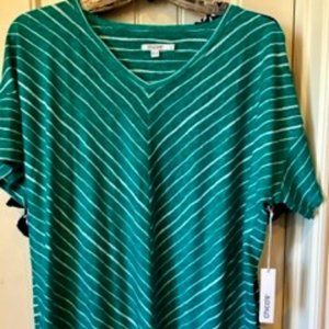 Chico's 3(18-20) Tropical Jade Short Sleeve Top! Cool and Comfy!!